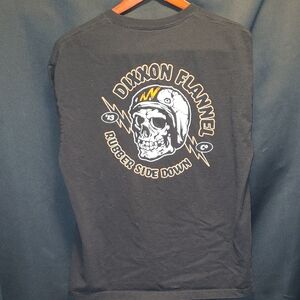DIXXON Short-Sleeve Tee with Skull Helmet Graphic "RUBBER SIDE DOWN"